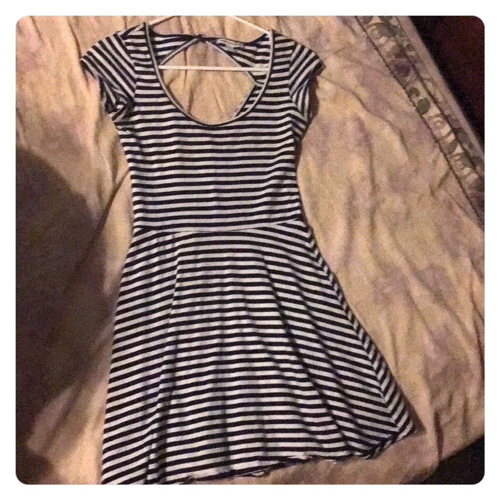 Navy blue and white stripped dress